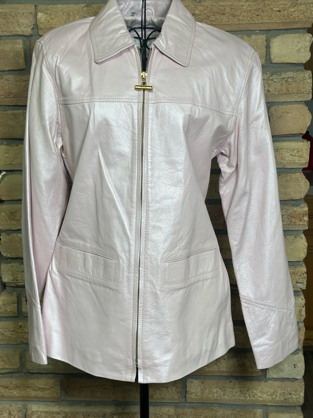 Mitrani Vintage 90s Light Pink Leather Jacket Size M